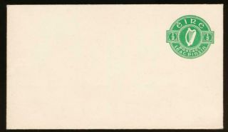 Ireland Mi.  U2c Postal Stationery,  Envelope 1/2 P Prussian Green
