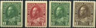 Canada 131 - 134 Vf Og Nh 1915 - 1924 King George V Admiral Coil Set Cv$525.  00