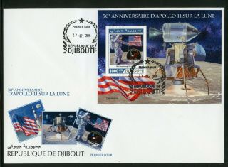 Djibouti 2019 50th Anniversary Of Apollo 11 Moon Landing Souvenir Sheet Fdc