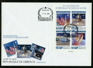 Djibouti 2019 50th Anniversary Of Apollo 11 Moon Landing Sheet Fdc