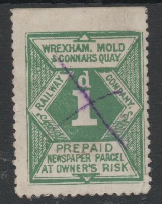 Wrexham Mold & Connahs Quay Railway 1d Green Newspaper Parcel Stamp