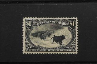 Us Scott 292 Very Lightly Hinged $1 Trans Miss Cattle In Storm,  Pf Cert Vf