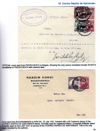 COLOMBIA - SCADTA - COSADA - 20c COVER - BUCARAMANGA to SAN GIL - 1931 3