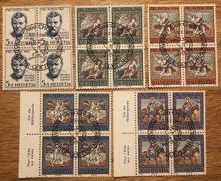 Switzerland Stamps 1964,  66,  67 Pro Patria FDC plus Blocks of 4 FD CXL 5