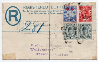 1914 Zanzibar To Austria Reg Formula Cover,  Franking,  Rarity
