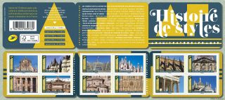 France 2019 History Styles Renaissance Roman Gothic Architecture Booklet 12v Mnh