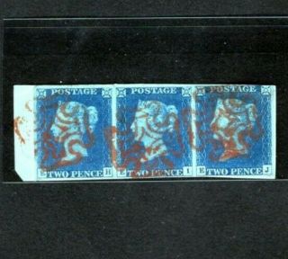 Great Britain Stamps 2 Strip Of 3 Tied To Small Piece Vg - Vf Margins