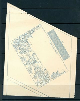 Gb 1840 2d Blue Mulready Envelopes (a200) Originally A Pair? Unfolded (a995)