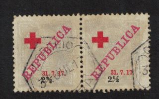 Mozambique Company Red Cross Lisbon Issue 1911 Overprinted Canc Pair Sg 189