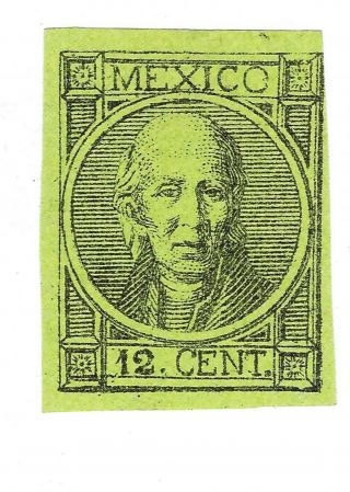 Mexico 59 Var 12 Cents Green Without Overprint