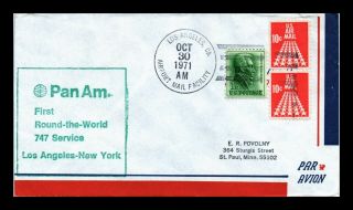 Dr Jim Stamps Us Los Angeles First Flight Air Mail Cover York Backstamp