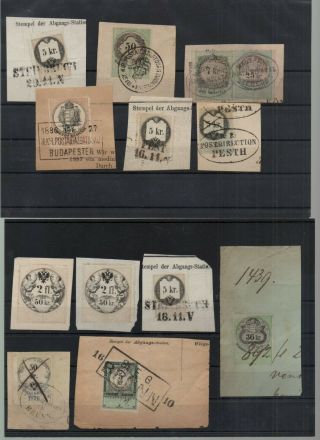 Old Classic Revenue Stamps Of Hungary And Austria 17 Piece With Cancell