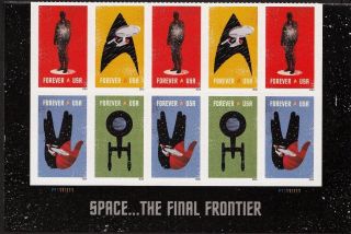 Star Trek Us 5132 - 5135 Space The Final Frontier 10 Vf Forever Stamp Plate Block