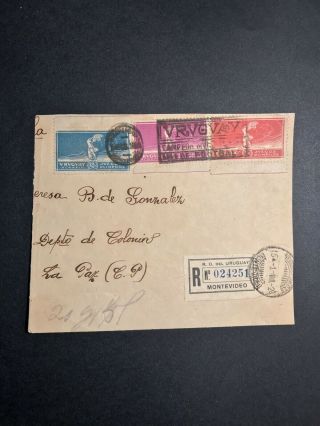 Uruguay Cover 1924 Olympics Football Victory Cancel W/ Letter Front Flap Only