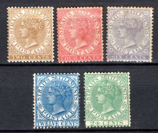 Malaya Singapore Straits Settlements 1867 Qv (wmk Cc) Selection Of Mh Stamp