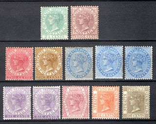 Malaya Straits Settlements 1883 Qv Complete Set Of Mh Stamps Mounted