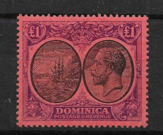 Dominica Sg91 1923 £1 Black & Purple On Red Mtd