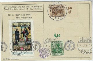 Germany 1913 Xii Turnfest Card With Special Cancel And Vignette As Card