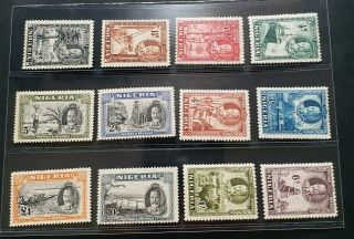 Nigeria 1936 Kg V 1/2d To £1 Sg 34 - 45 Sc 38 - 49 Pictorial Set 12 Mnh