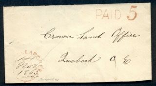 Canada 1865 Stampless,  Paid 5 & Clearcreek In Red,  To Quebec,  Vf