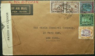 Malaya 13 Nov 1940 Airmail Cover W/perfin Stamps - Kuala Lampur To Usa - Censors