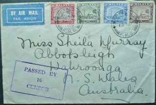 Malaya 19 Sept 1939 Airmail Postal Cover From Petaling To Australia - Censored