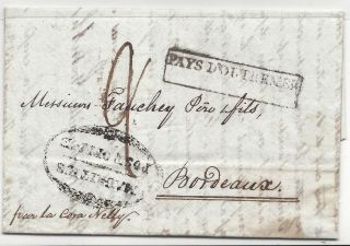 Mauritius Ile Maurice 1833 To France Early Mauritius Post Office Oval Mark Ps4