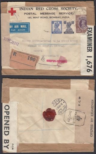 India 1943 - Airmail Cover To Geneva - Switzerland - Red Cross.  (dd) Mv - 1472