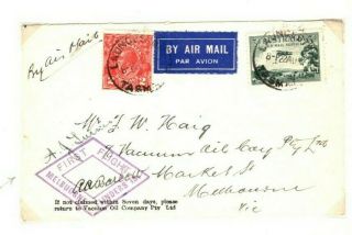 Australia Air Mail Launceston Melbourne First Flight Pilot Signed 1933 Pa6
