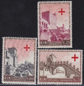 San Marino 1951 Red Cross Set 3v Mnh T19979