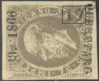 Bt604.  Mexico.  1866.  Maxi.  7c.  Queretaro.  33 - 1866.  Sub17.  Yuriria.  Mog/hr.