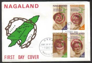Nagaland 1985 Girl Guides 75th Anniv Red Op Queen Mother Imperf Ms Fdc