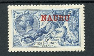 Nauru 1916 Seahorses 10s D.  L.  R.  Pale Blue Sg23 Fine Mvlh Cat £250
