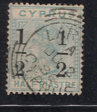 Cyprus 1886 Q.  V 1/2 On 1/2pi S.  G 28a Wmk Cc Large 1 At Left Error Fine