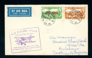 Zealand 1932 First Flight Cover To Africa,  Southern Rhodesia (au419)