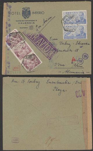 Spain Wwii 1942 - Air Mail Cover To Bonn Germany - Censor 30240/34