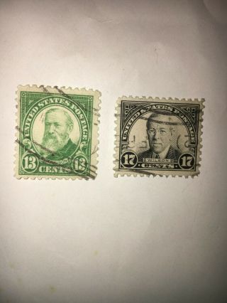 1925 Us Postage Stamp Set Of 2 United States Green 13 Cent 17 Cent