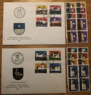 Switzerland Stamps 1976,  77 Pro Patria Fdc Plus Blocks Of 4 Fd Cxl