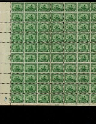 Scott 548,  1c Stamp The Mayflower Sheet Of 70 Mnh Og Very Scarce Bcv $950