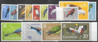 Uganda 1965 Birds Definitives Mnh,  Sg 113/26,  Cat.  £55,