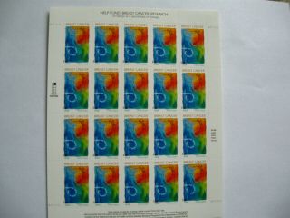 Usa Stamps Sheet Of Breast Cancer In.