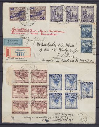 Carpatho Ukraine 1928,  Air Mail Letter From Uzhorod To Bahia,  Brasilia