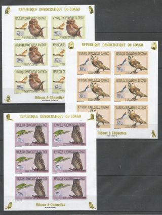 N215 Congo - Mnh - Nature - Owls - Animals - Imperf - 2049/51 (3kb) B
