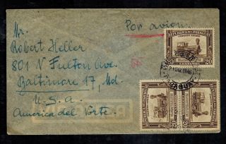 1946 Paraguay Airmail Cover To Baltimore Md Usa