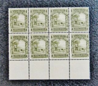 Nystamps Canada Newfoundland Stamp 64 Og Nh $85 Block Of 8