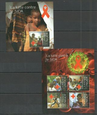 St2834 2013 Niger Science Lutte Contre Le Sida Fighting Aids Kb,  Bl Mnh