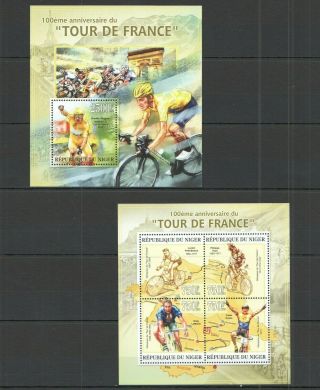 St2786 2013 Niger Transport Bycycles Anniversary Tour De France Kb,  Bl Mnh