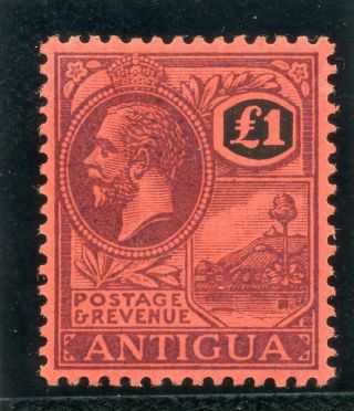 Antigua 1922 Kgv £1 Purple & Black/red Mnh.  Sg 61.