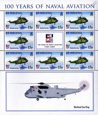 Westland Sea King Helicopter Aircraft Stamp Sheet /100 Years Naval Aviation 2009