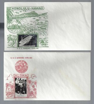 2 U.  S.  S.  Mindoro Covers W/ Crosby Cachets Hawaii Related - 1 W/ Territory Seal